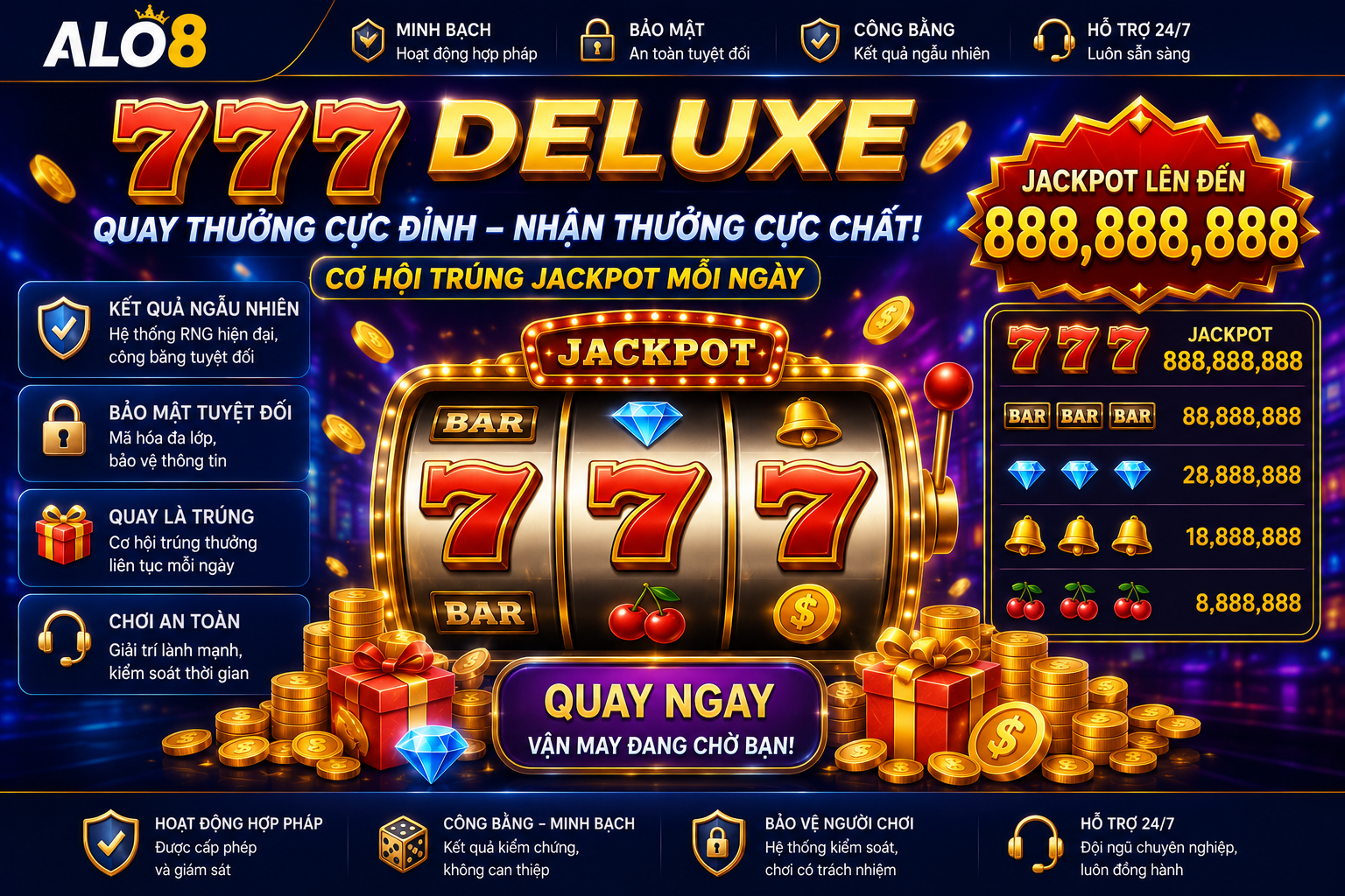 777 deluxe ALo8 quay thưởng