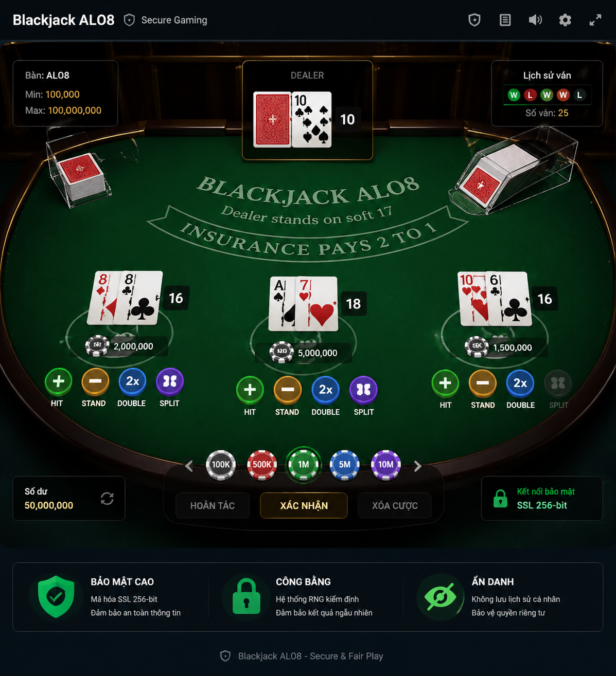 Blackjack ALo8 bảo mật cao