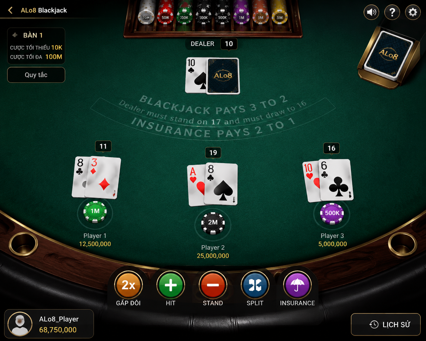Blackjack ALo8 trải nghiệm mượt mà
