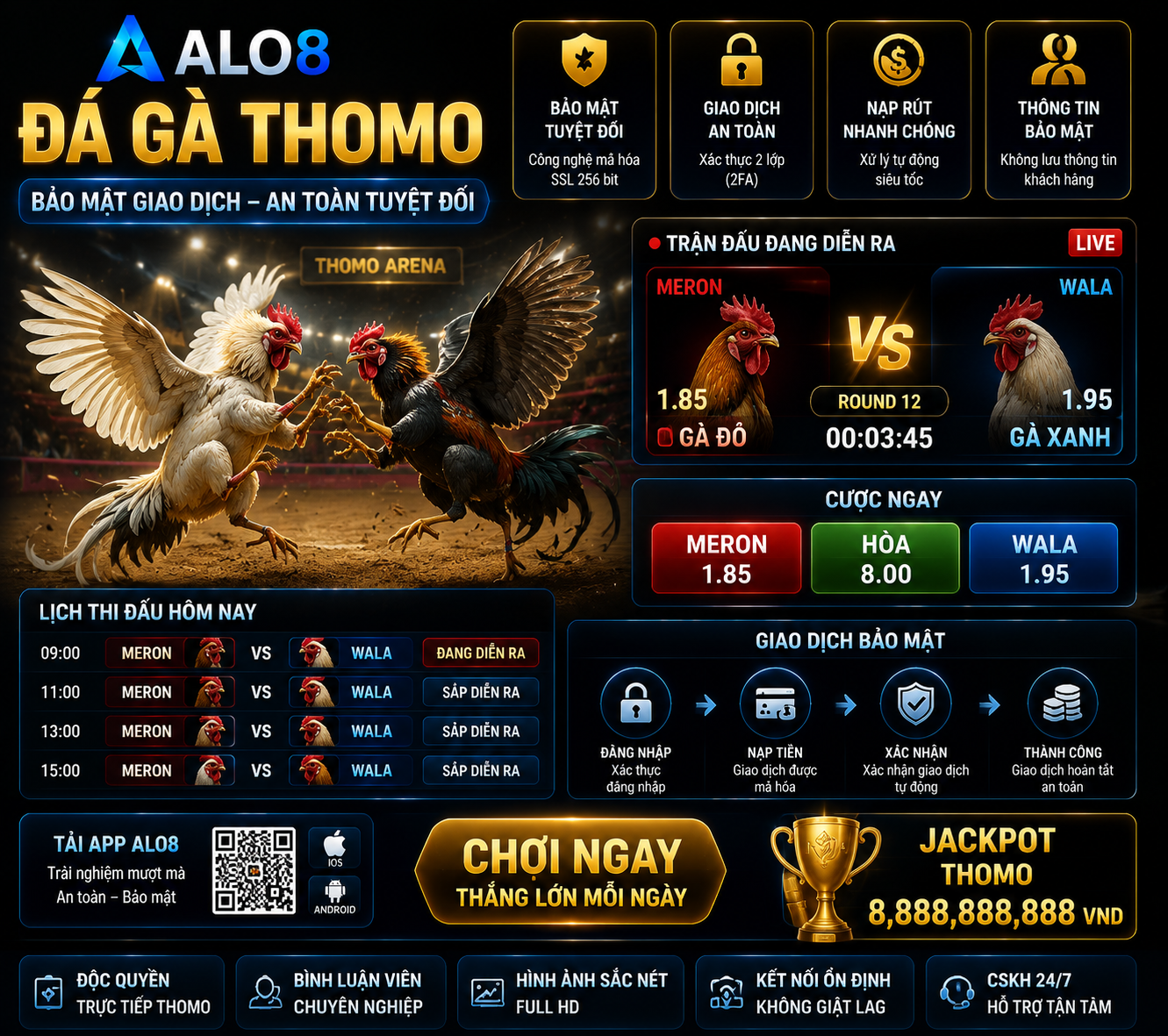 Đá Gà Thomo bảo mật giao dịch