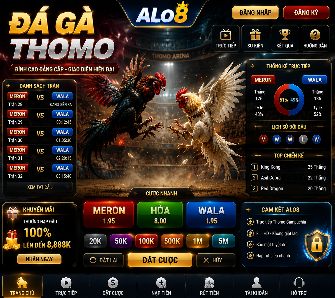 Đá Gà Thomo giao diện hiện đại