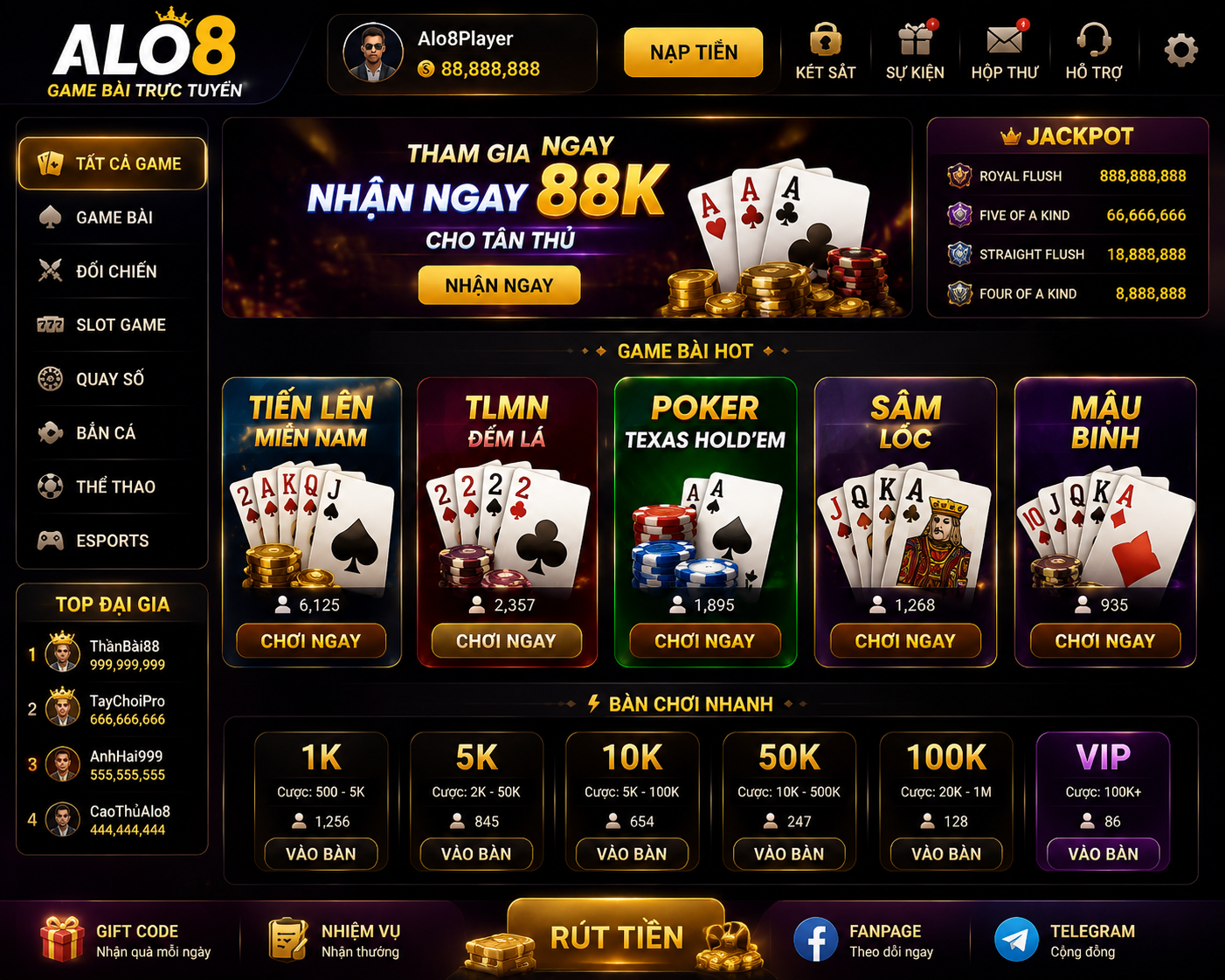 Game Bài ALo8 trực tuyến