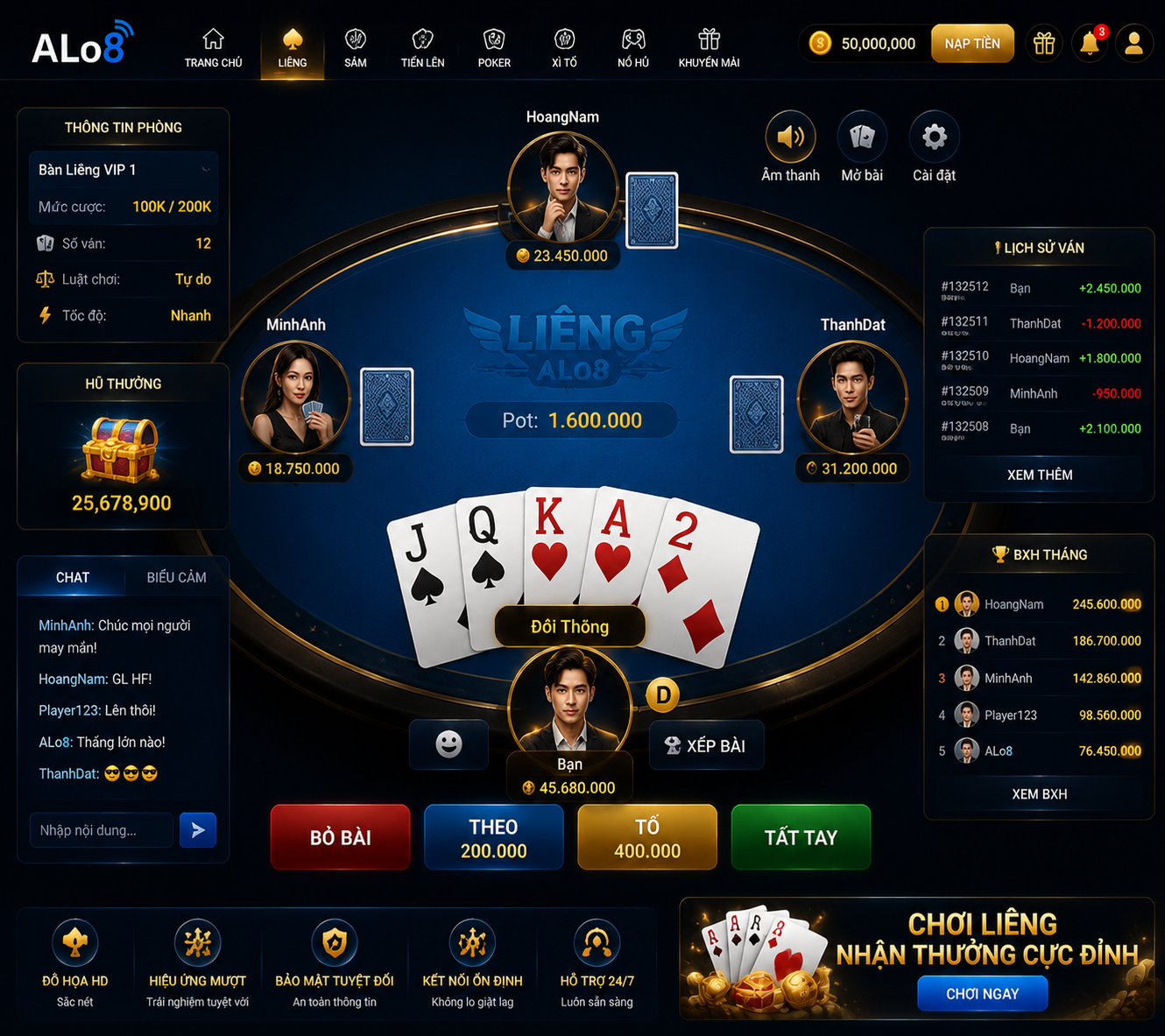 Liêng ALo8 giao diện đẹp