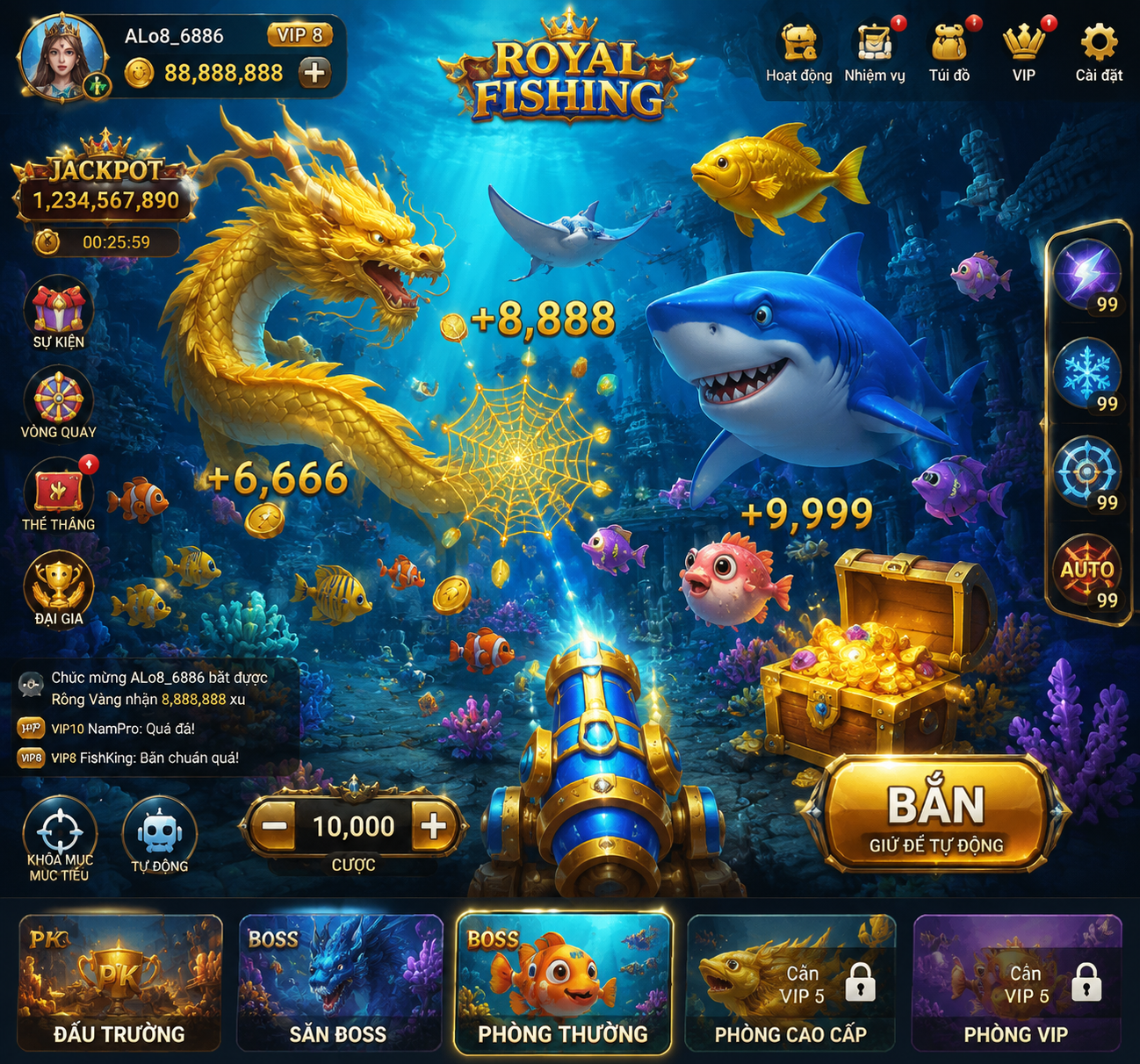Royal Fishing giao diện đẹp
