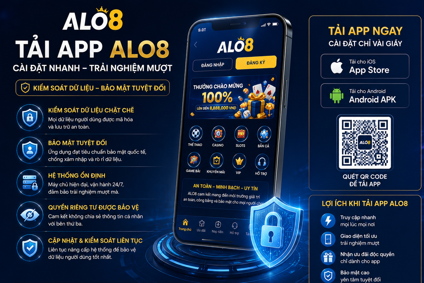 Tải App ALo8 kiểm soát dữ liệu